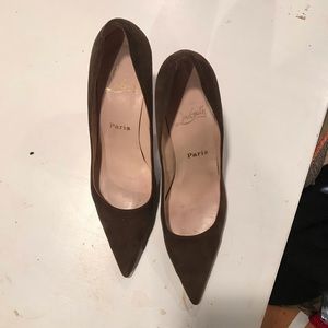 Olive green Suede Louboutin Heels